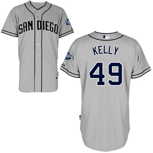 Casey Kelly #49 MLB Jersey-San Diego Padres Men's Authentic Road Gray Cool Base Baseball Jersey